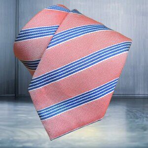 $490 BRIONI Handmade Blue Red Striped Geometric Woven Silk Tie Luxury Italy